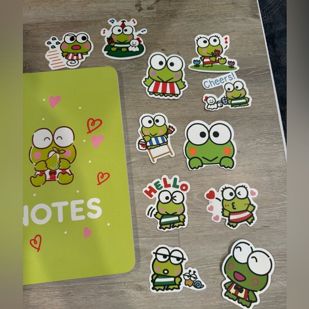 Sanrio Keroppi: Mini Bag with Stationary Set, Bag Charm, Notebook, Stickers NEW - Picture 7 of 7